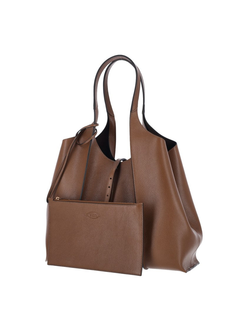 Tod's Brown T Timeless Leather Tote Bag