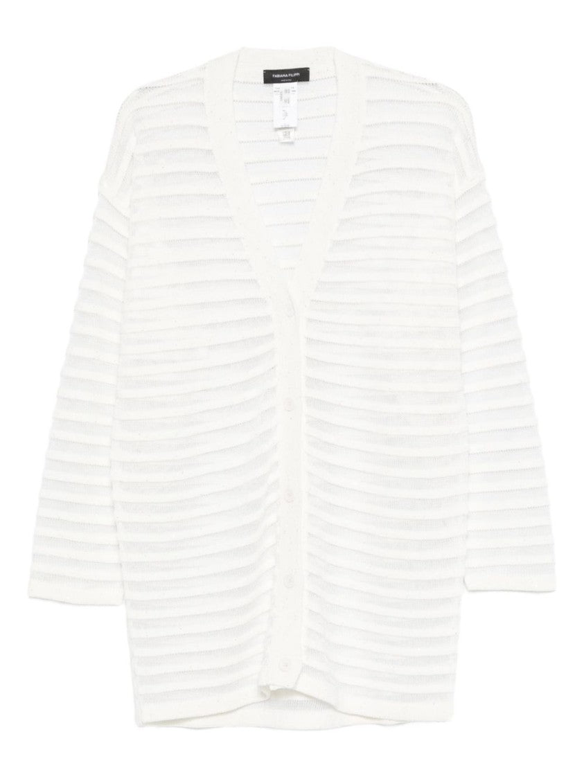 Fabiana Filippi Sheer Striped Knit Long-Sleeved Top