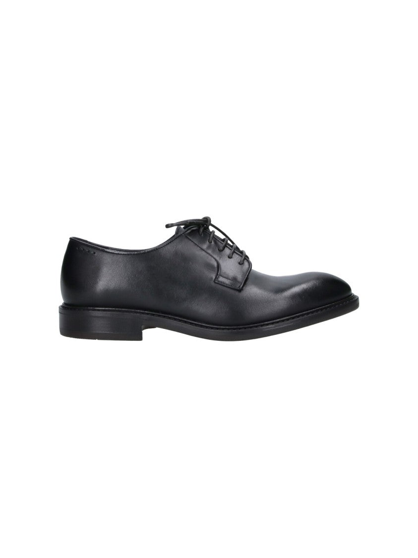 Alexander Hotto Black Rounded-Toe Leather Derby Shoes