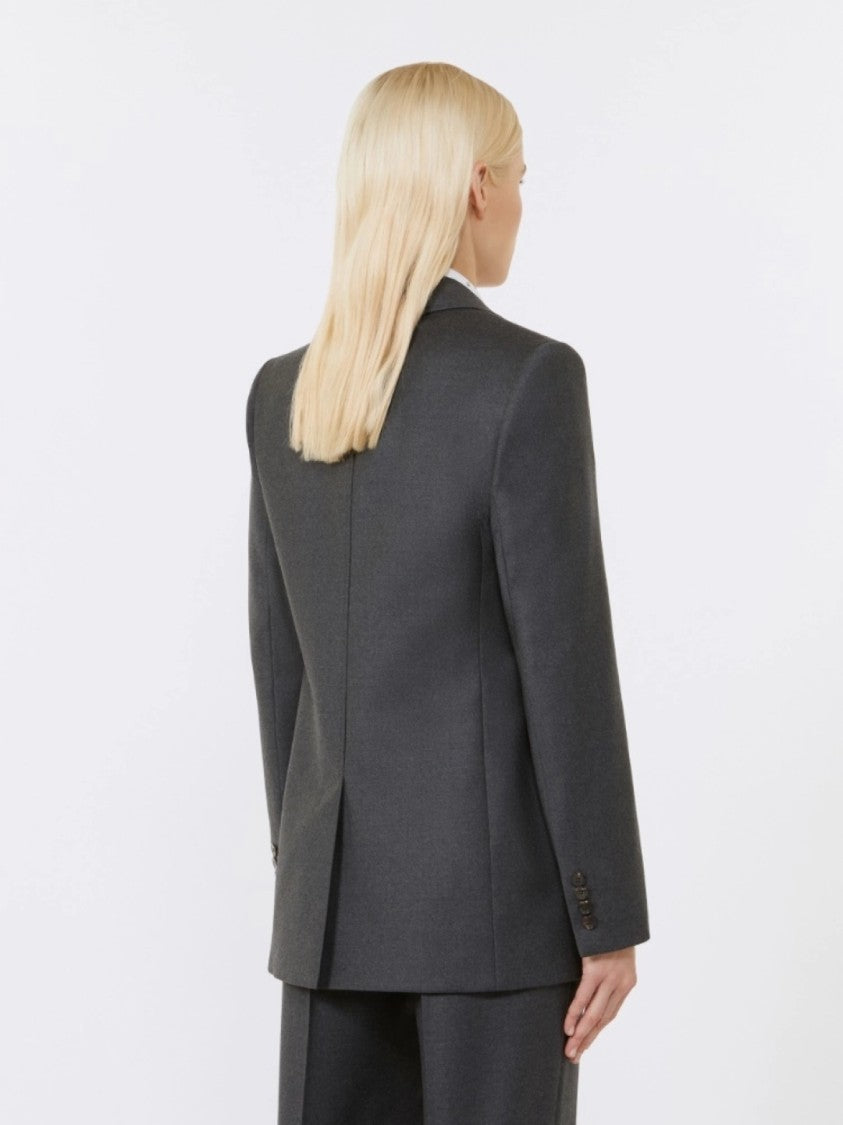 Max Mara Structured Grey Tailored Blazer With Flap Pockets