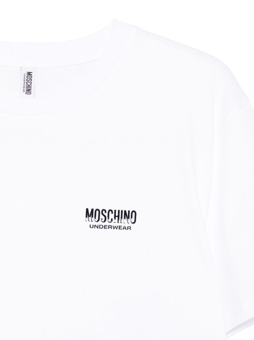 Moschino White Logo Print Crew Neck T-Shirt
