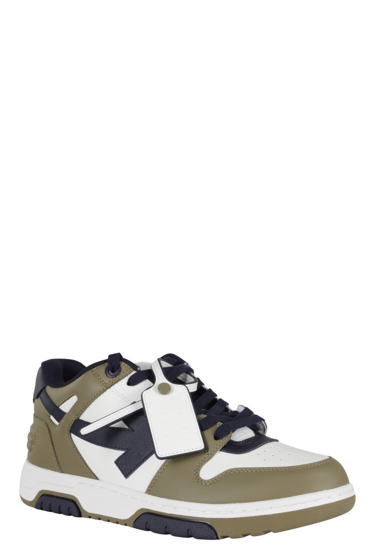 Off-White Dark Khaki Out Of Office Leather Rubber Sneakers