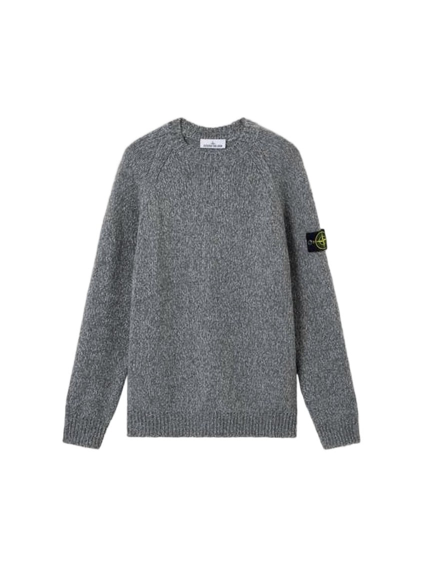Stone Island Textured Knit Sweater With Distinctive Patch Logo