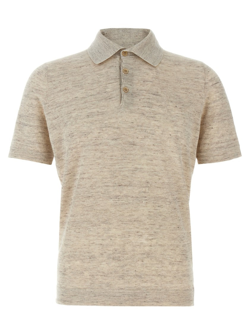 Brunello Cucinelli Linen Blend Polo Shirt With Traditional Collar