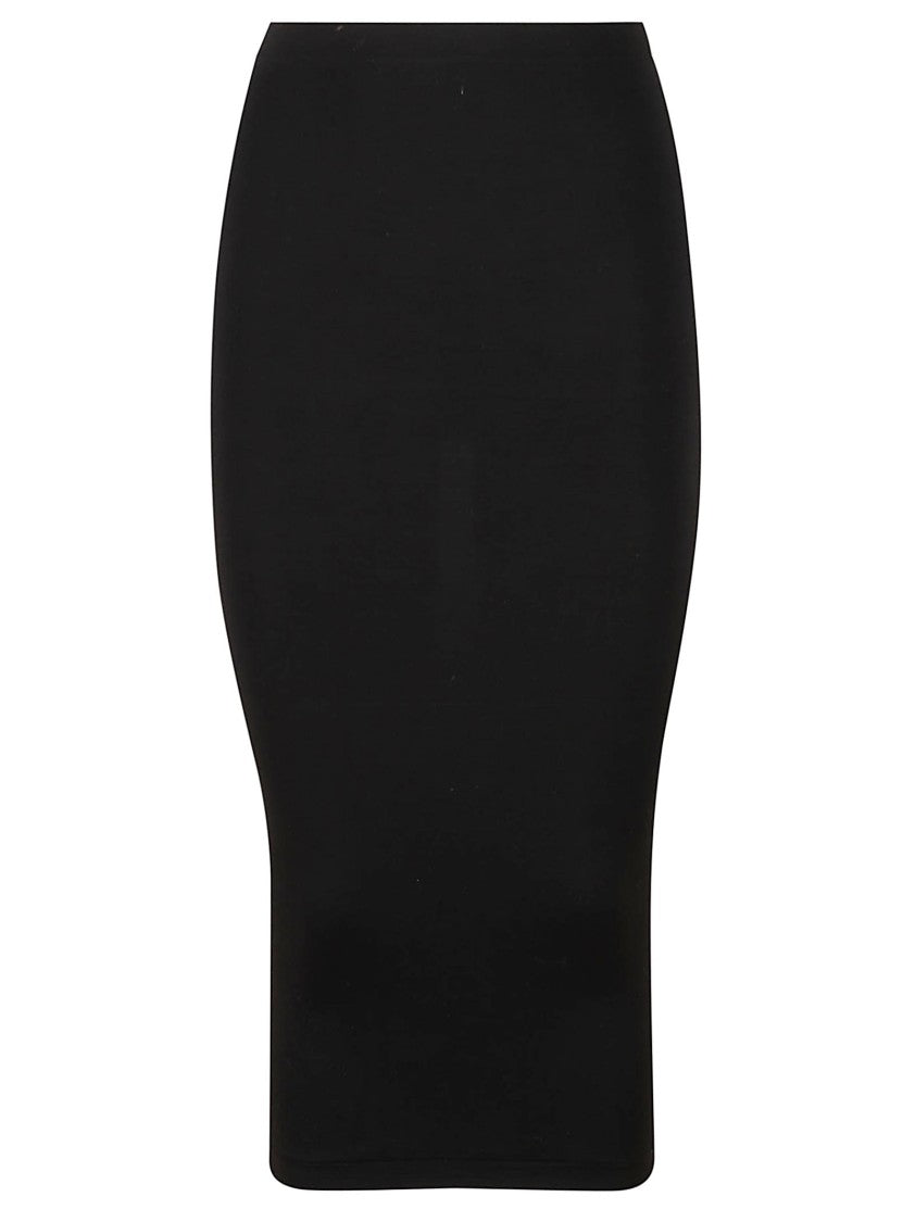 Wolford Seamless Black Wool Midi Skirt With Fitted Silhouette