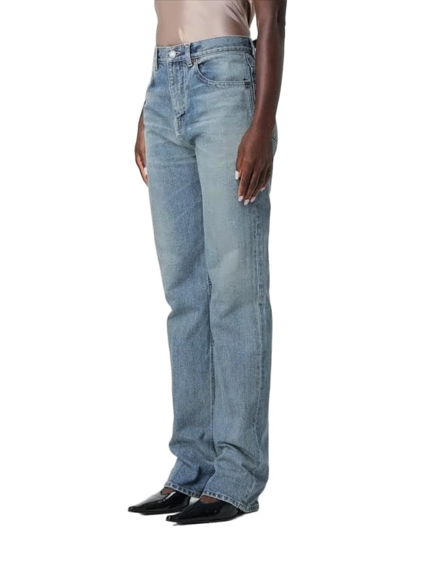 Saint Laurent Straight-Leg Light Blue Denim Pants