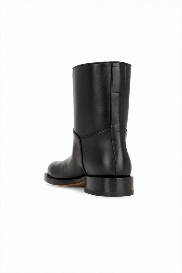 The Row Minimalist Black Calf Leather Ankle Boots