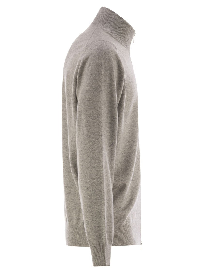 Brunello Cucinelli High-Necked Cashmere Cardigan With Zip