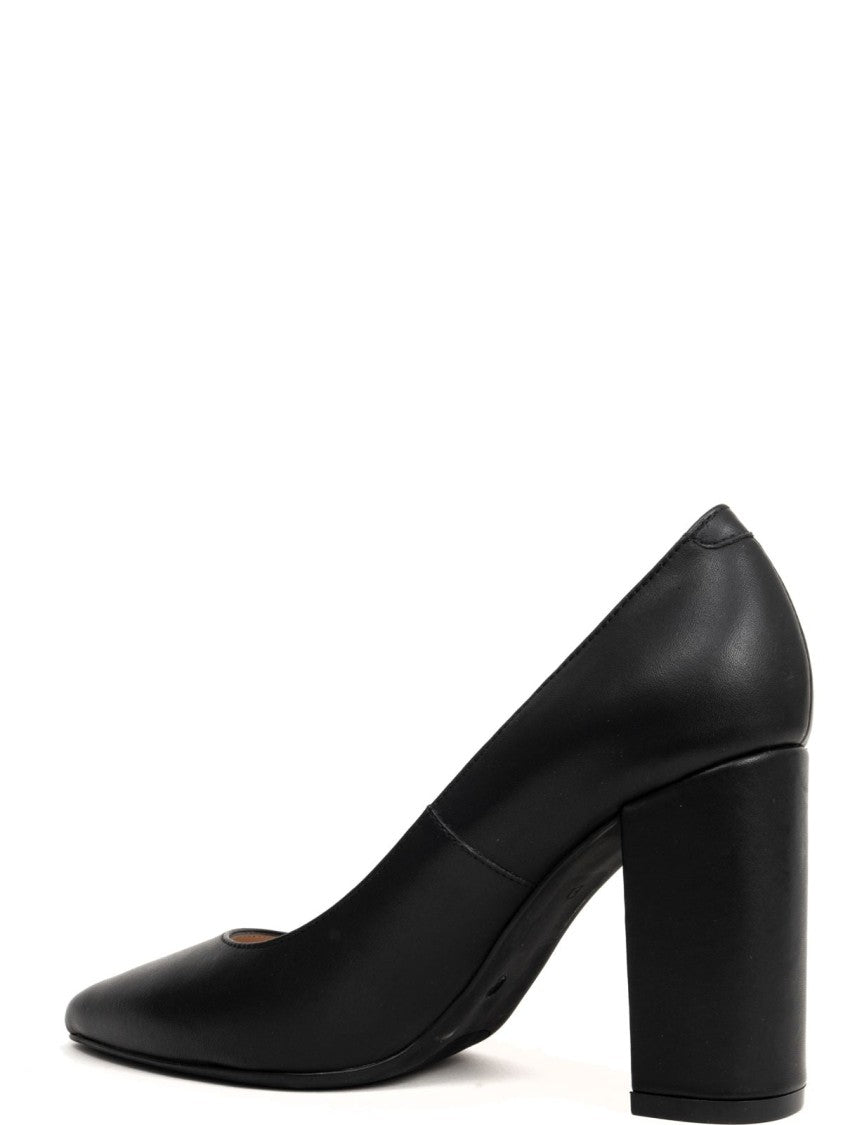 Sergio Moretti Classic Black Leather Block Heel Pumps