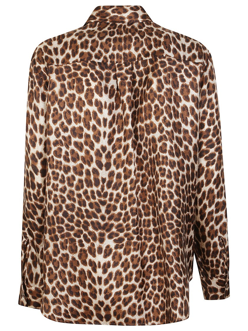 P.A.R.O.S.H. Leopard Print Silk Shirt With Pointed Collar And Overfit Silhouette