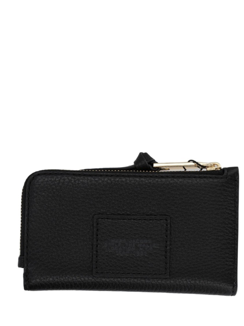 Marc Jacobs Textured Black Leather Wallet With Gold-Zipper Closure