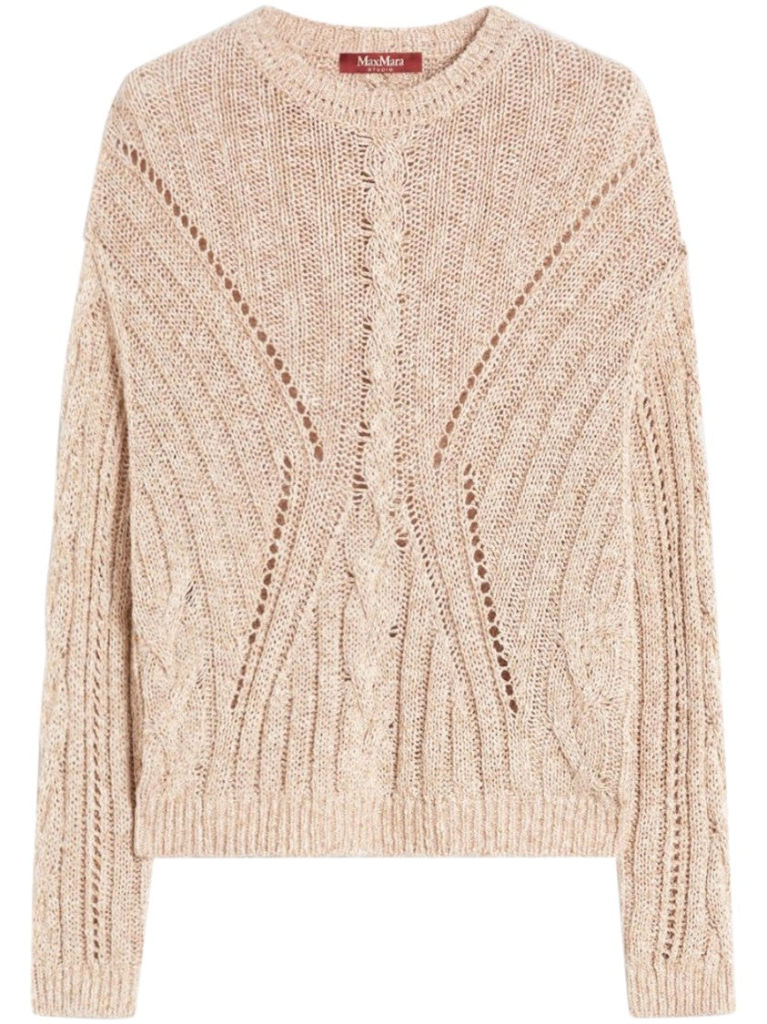 Max Mara Textured Cable Knit Top With Openwork Details
