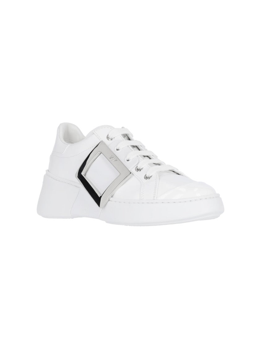 Roger Vivier "Viv' Skate" Sneakers, In White Leather