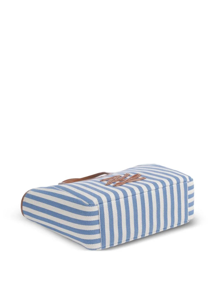 Karl Lagerfeld Structured Blue And White Striped Tote