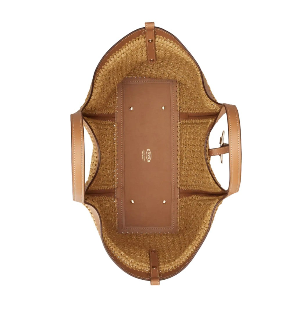 Tod's Yellow T Timeless Rattan Handbag