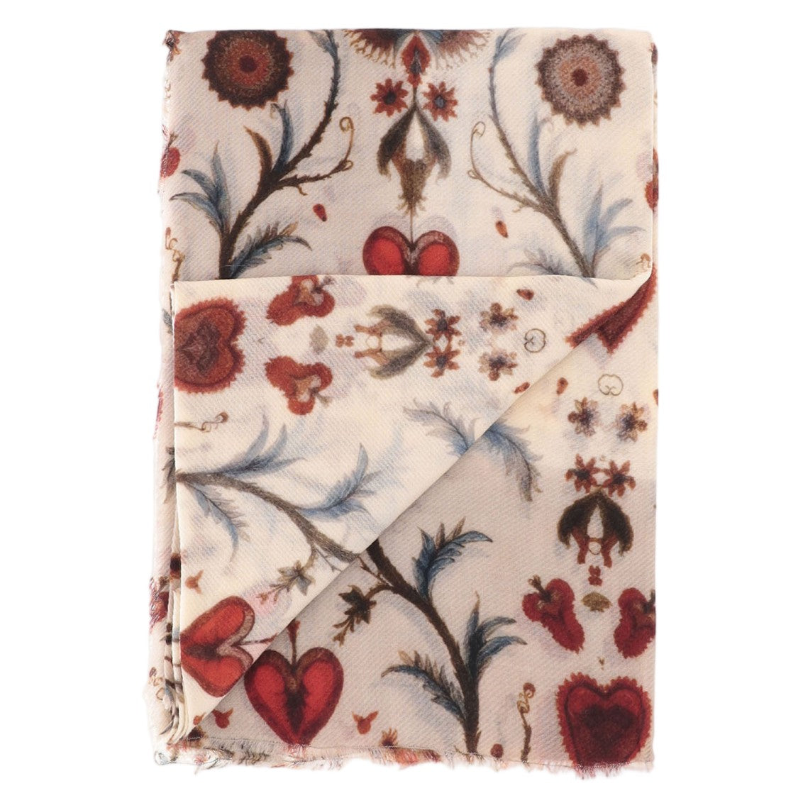 Faliero Sarti Rectangular Wool And Cashmere Scarf With Intricate Pattern
