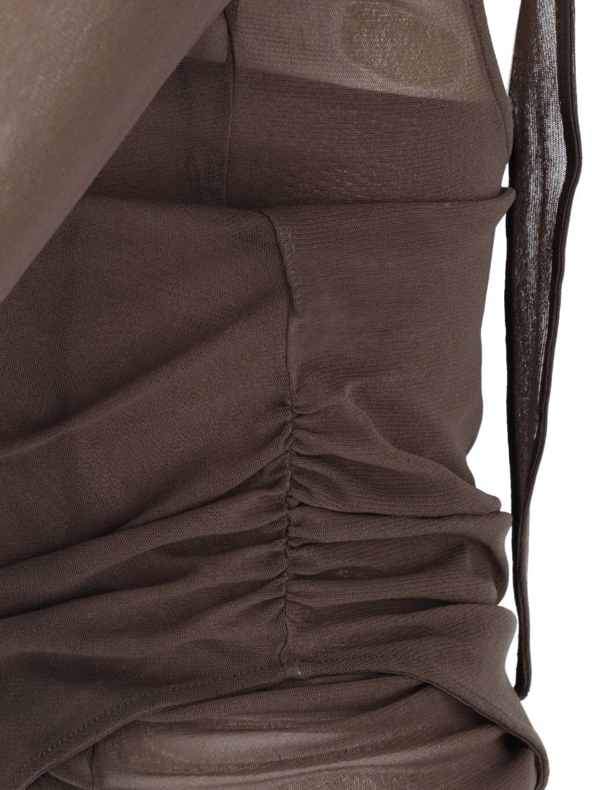 Lemaire Brown Layered Rear Bow Long-Sleeve Blouse
