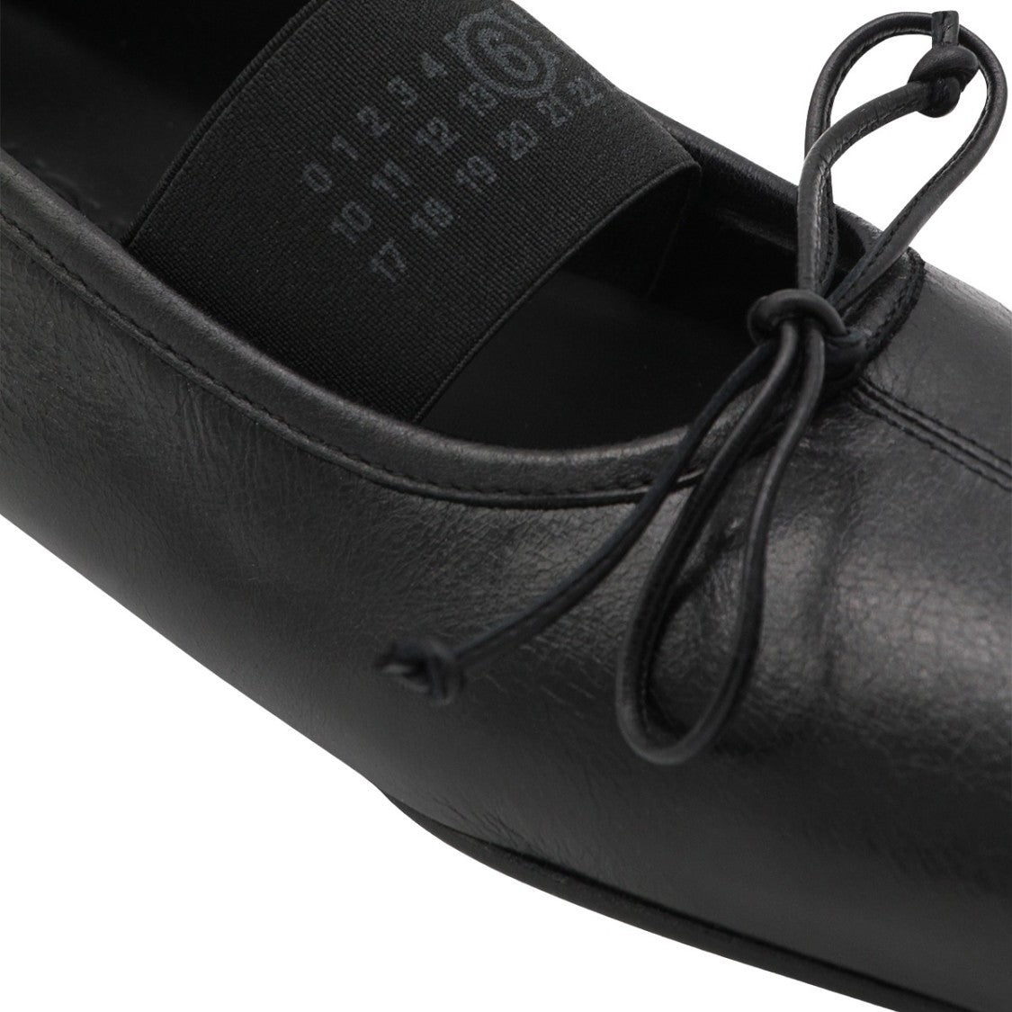 Mm6 By Maison Margiela Black Leather Flats With Square Toe