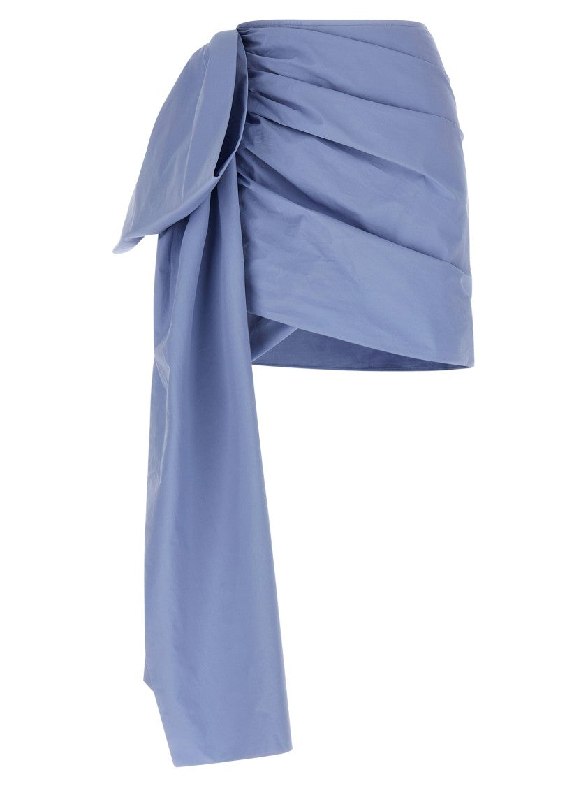 Self-Portrait 'Blue Cotton Tie Side Mini' Skirt