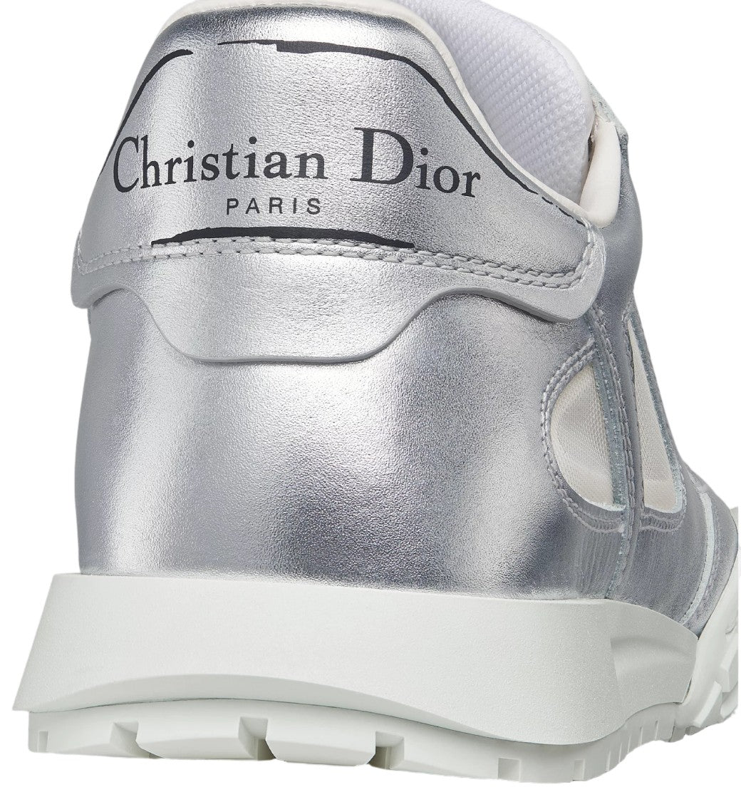 Christian Dior Metallic Silver White Mesh Sneakers