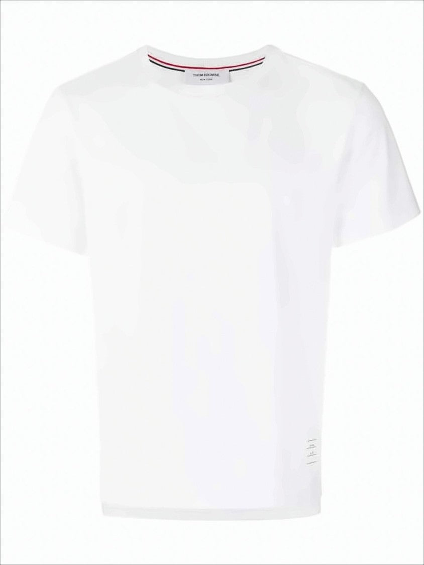 Thom Browne Short-Sleeved Cotton T-Shirt With Signature Stripe Detail