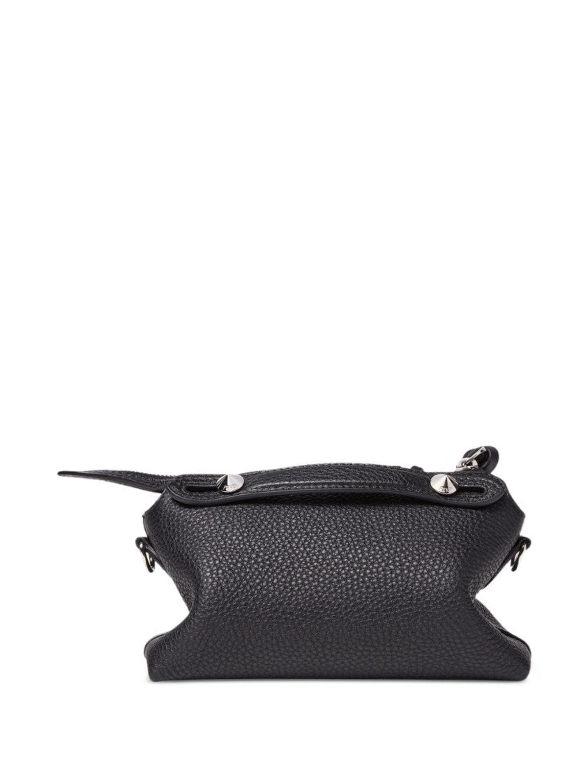 Fendi Textured Silver-Accent Detachable Strap Leather Bag