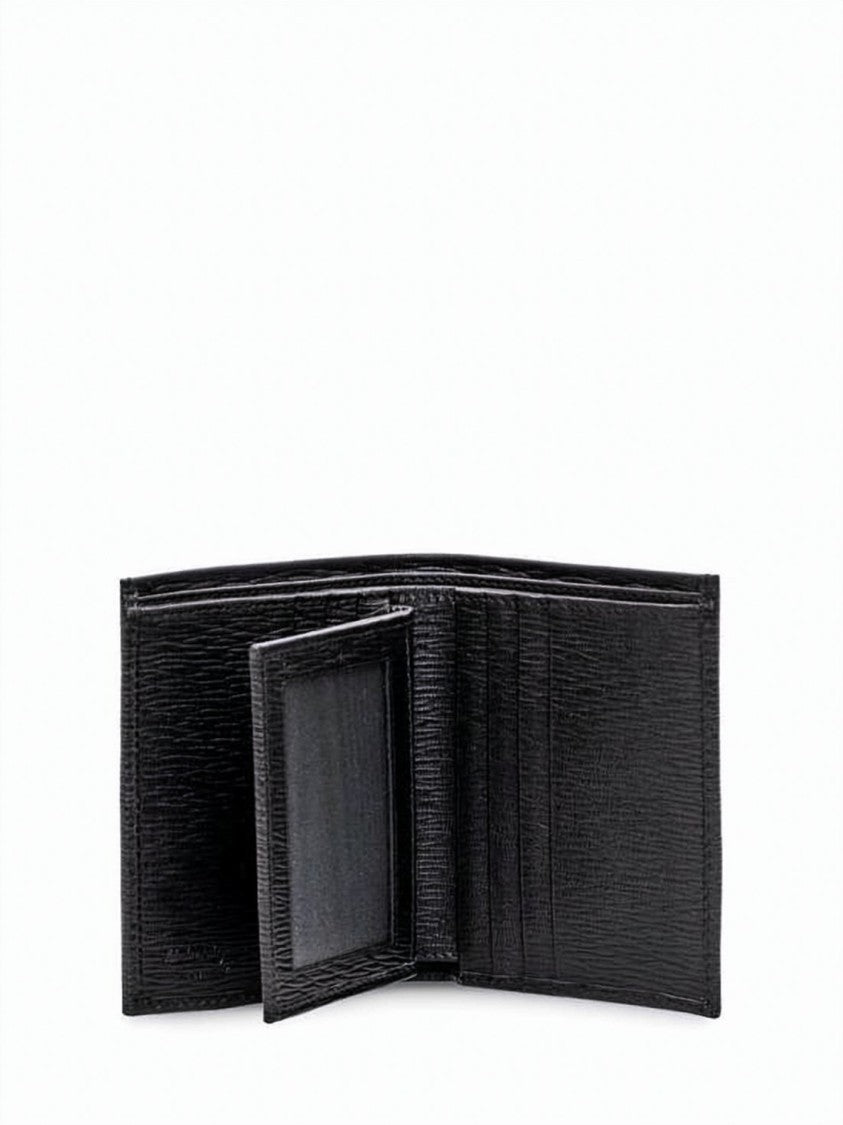 Salvatore Ferragamo Textured Leather Bifold Wallet With Metallic Logo Emblem