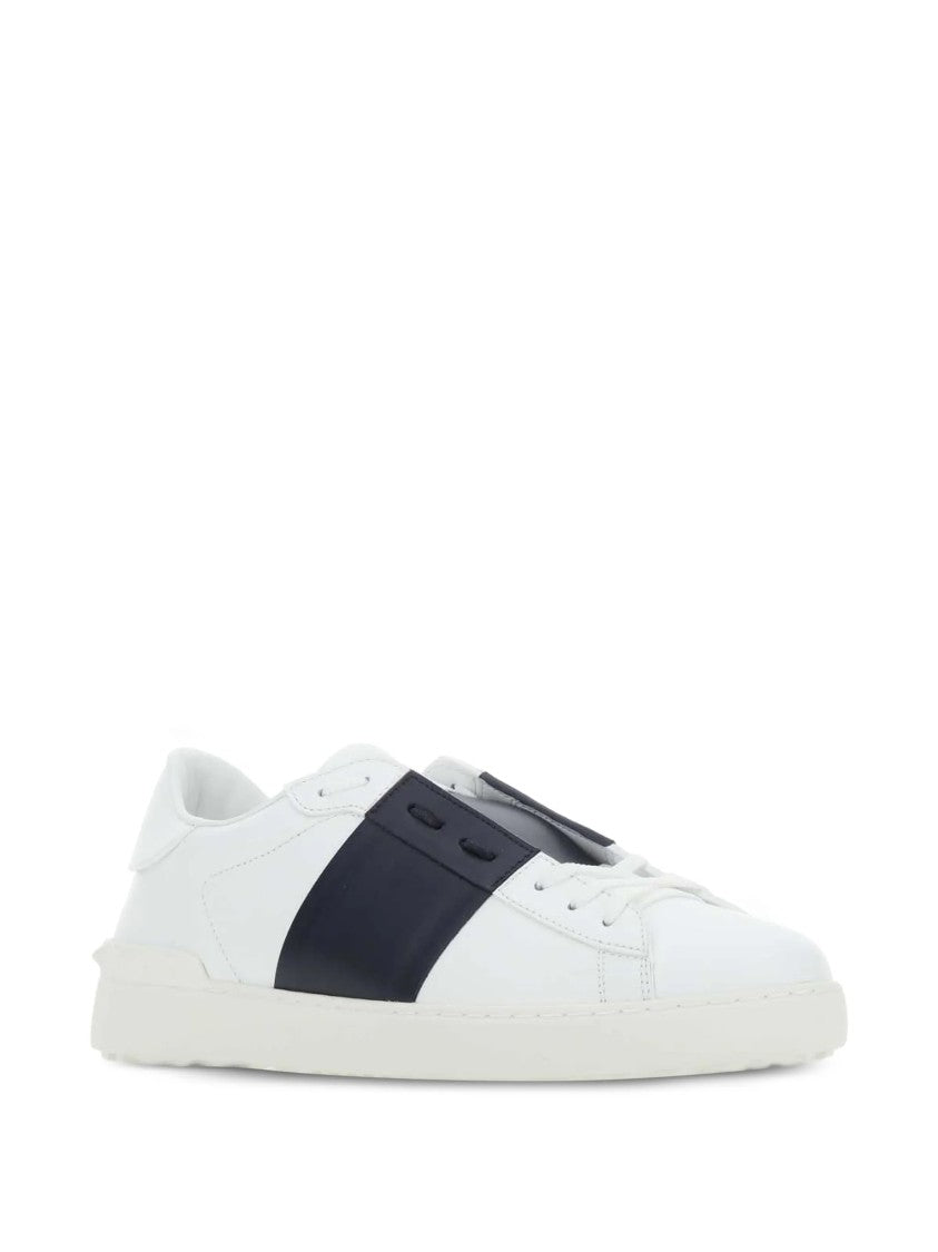 Valentino Low-Top Leather Sneaker With Black Midfoot Panel