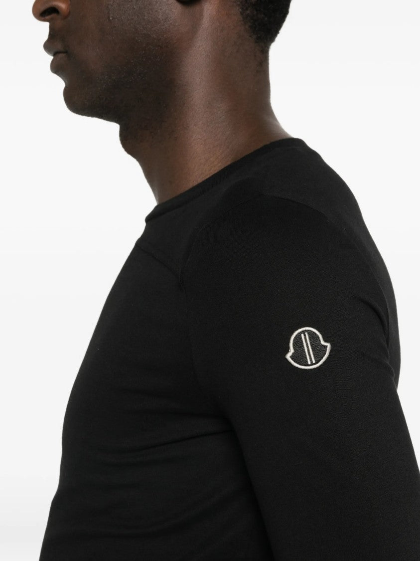 Moncler X Rick Owens Black Knitted Long-Sleeve Cotton Top
