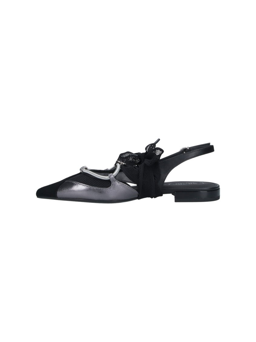 Pinko Black Gianira Leather Fabric Ballerinas