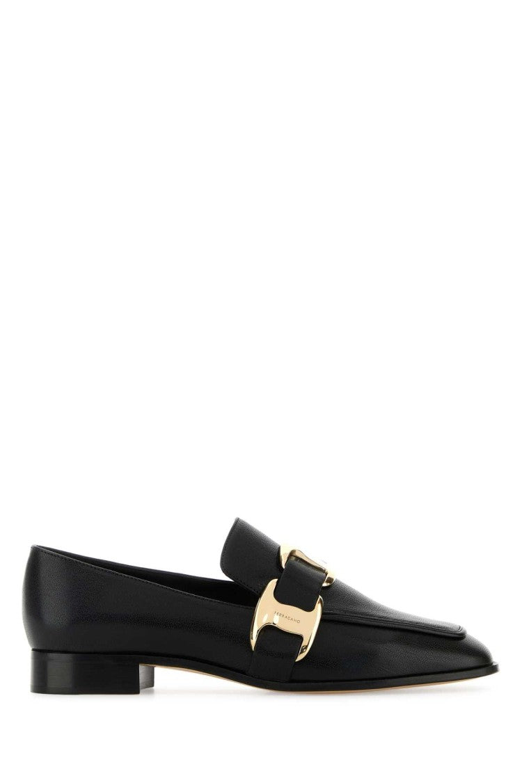 Salvatore Ferragamo Black Leather Limania Loafers