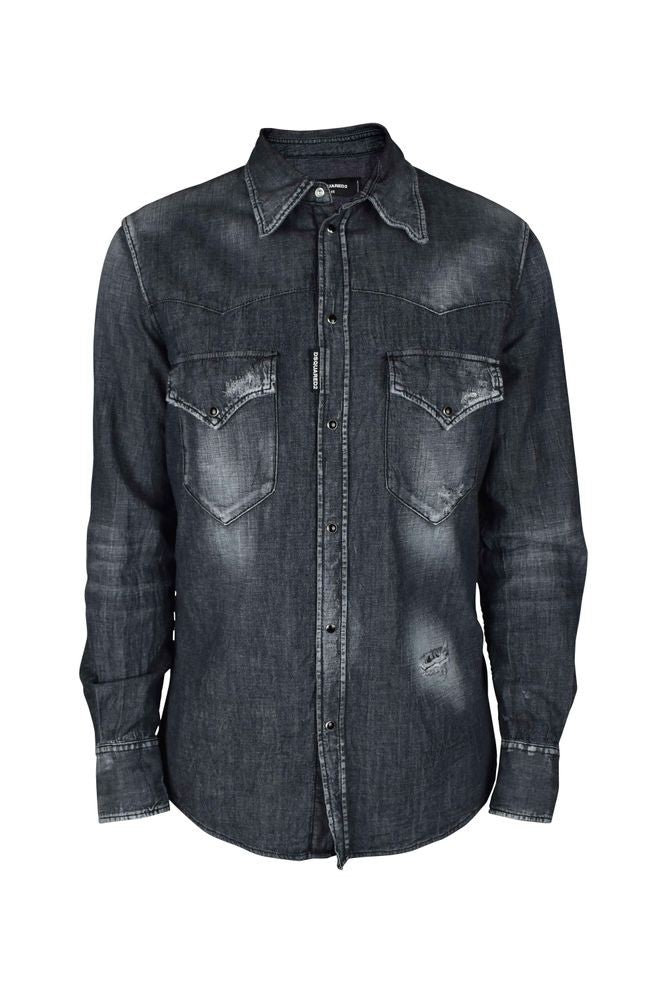 Dsquared2 Black Cotton Denim New Western Shirt