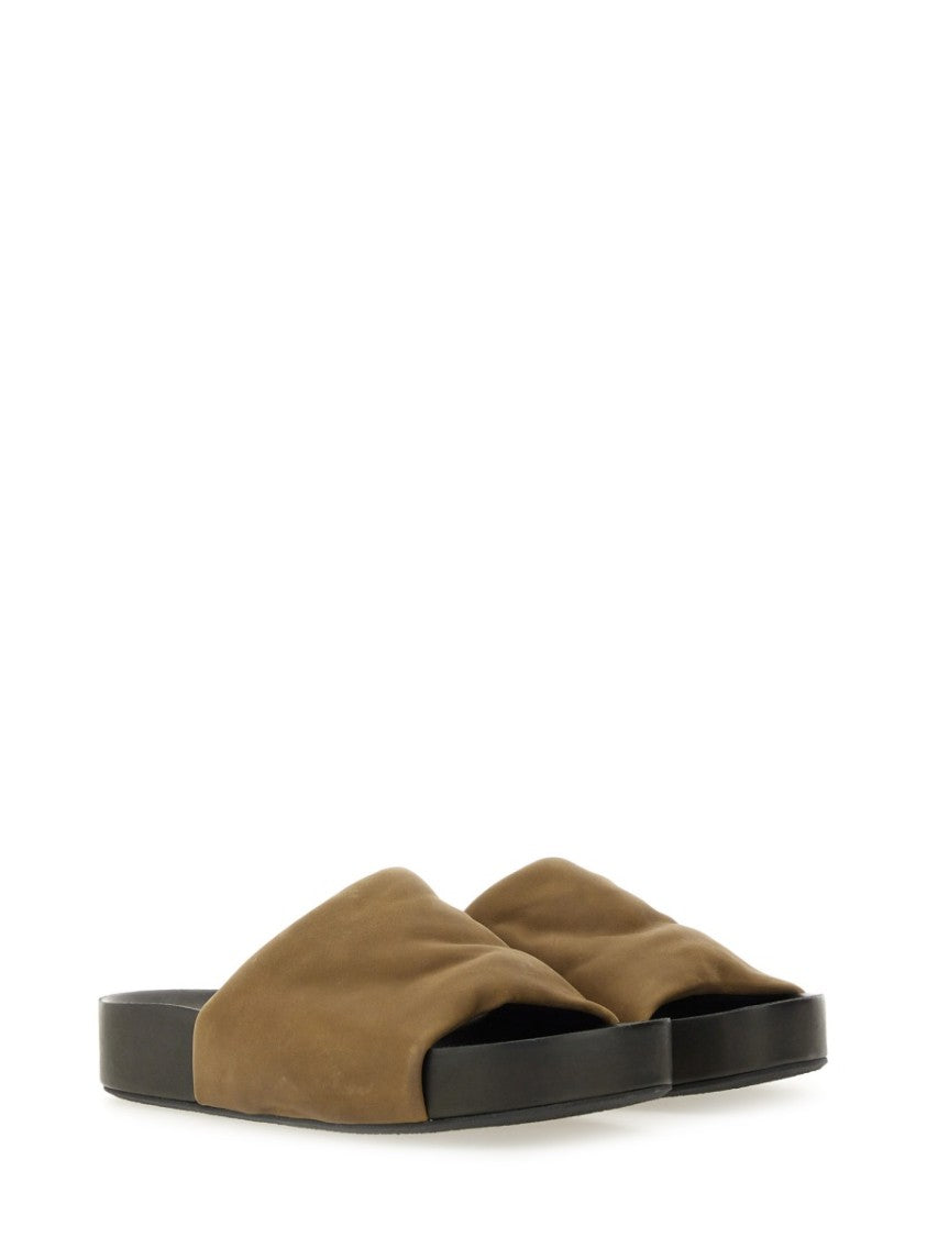 Uma Wang Brown Leather Sandals With Padded Strap