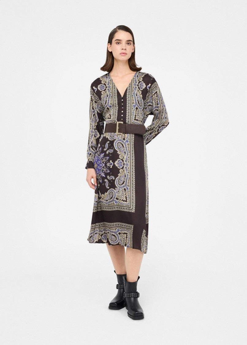 Liu Jo Print Midi Dress With Belted Waist