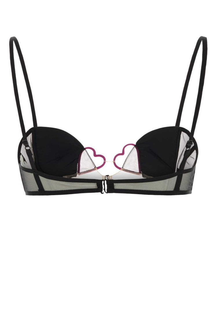 Nensi Dojaka Heart-Accented Black Bra