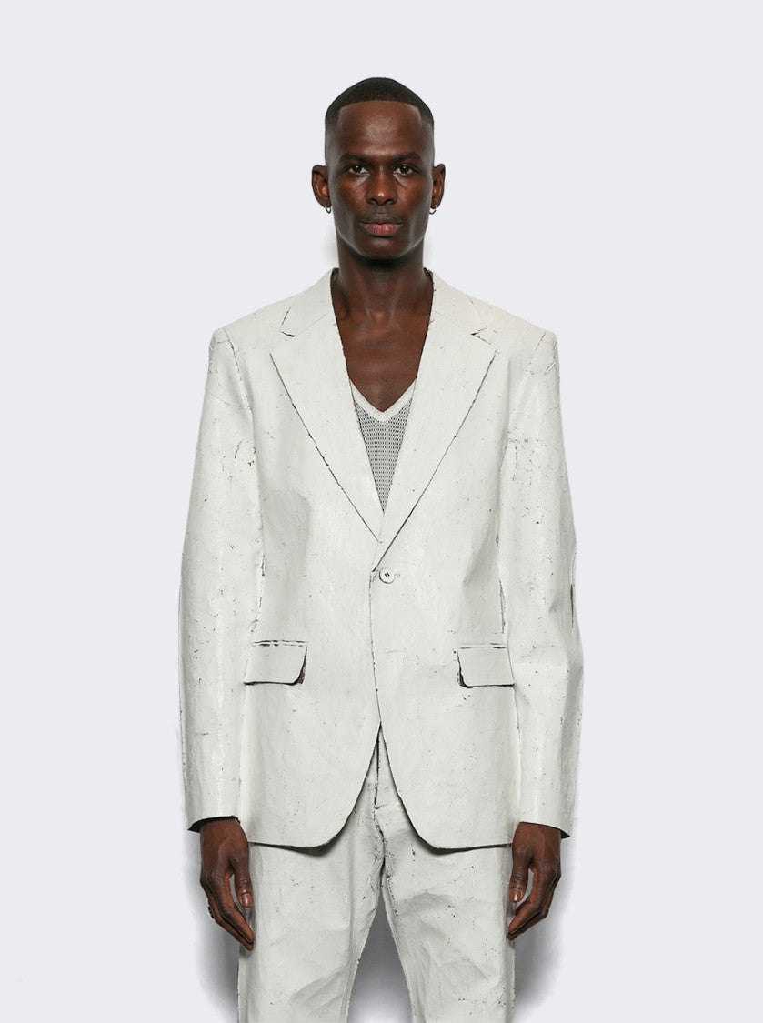 Mm6 By Maison Margiela Textured White Jacket With Button Closure