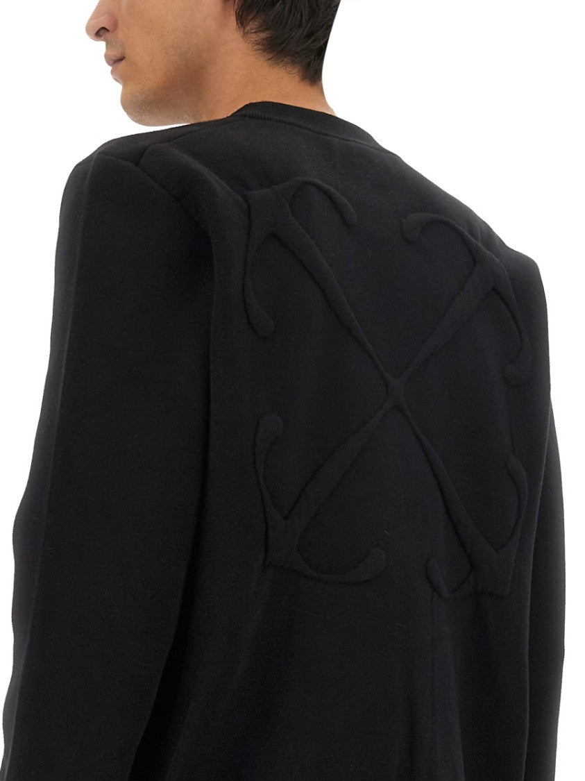 Off-White Regular Fit Cotton Sweatshirt With Embossed Logo