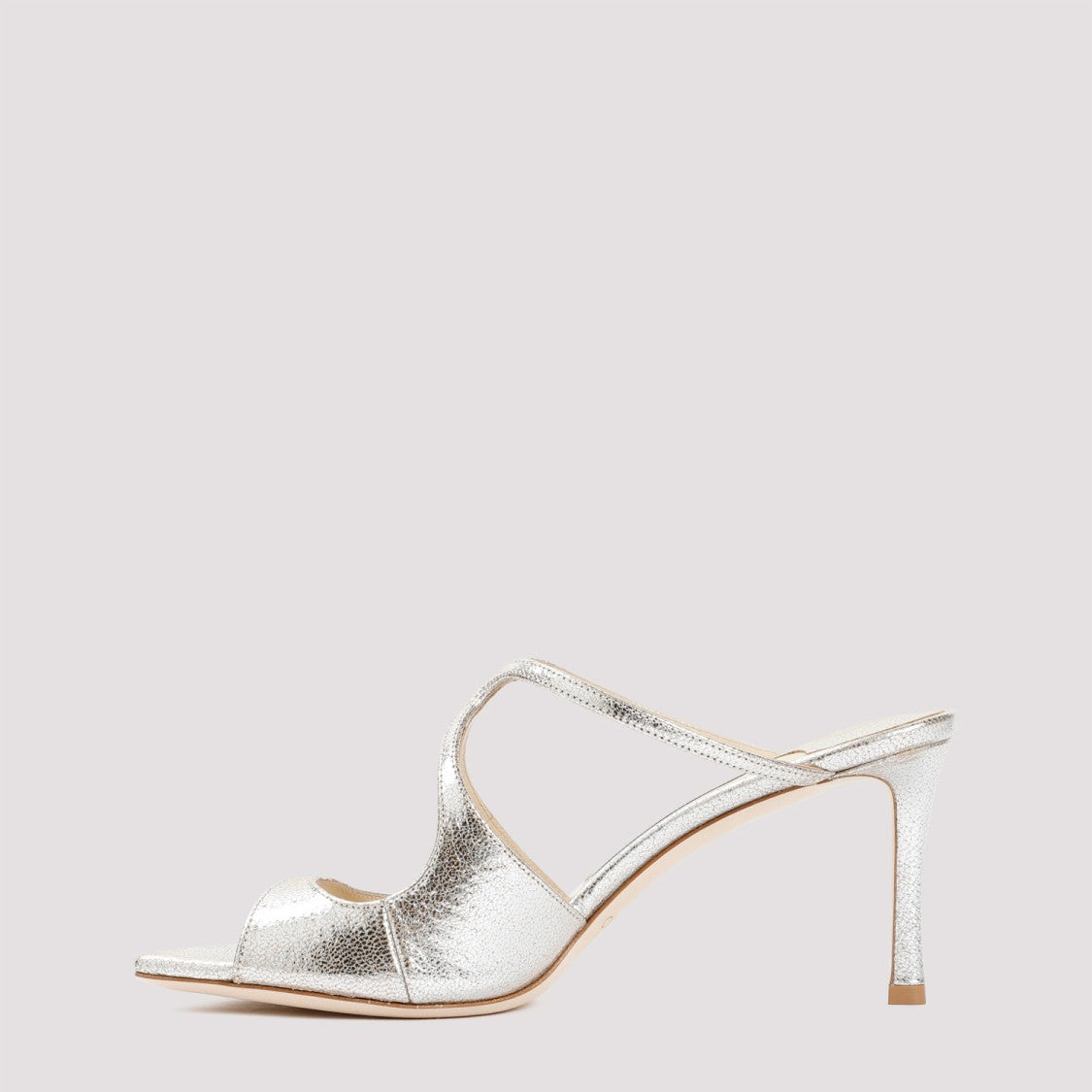 Jimmy Choo Grey Champagne Leather Anise 75 Sandals