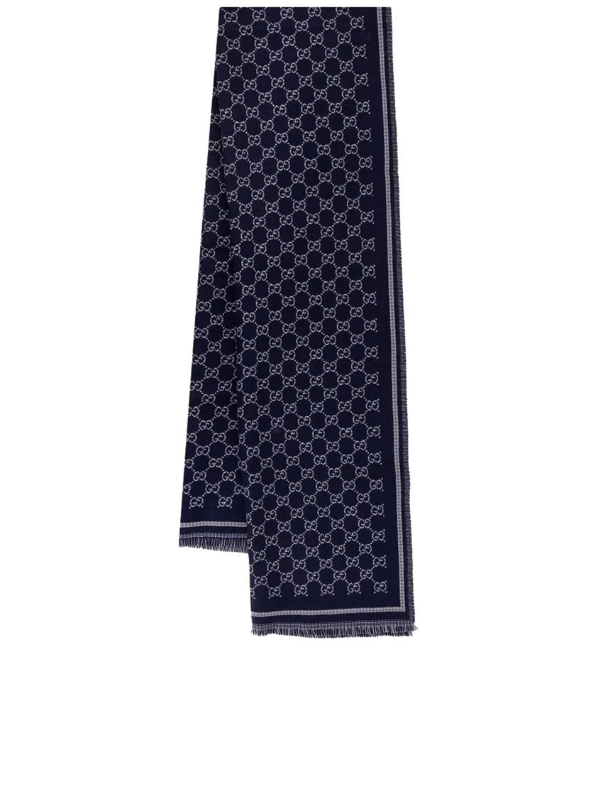 Gucci Stenmix Wool Fringed Edges Scarf