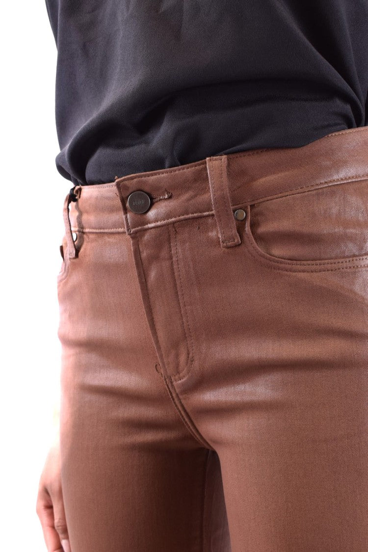 Paige High-Waisted Flared Jeans In Cognac With Finish