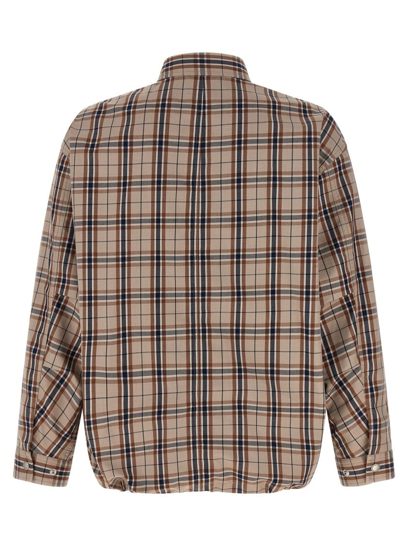 Comme Des Garçons Beige Check-Print Cotton Blend Overshirt With Adjustable Cuffs