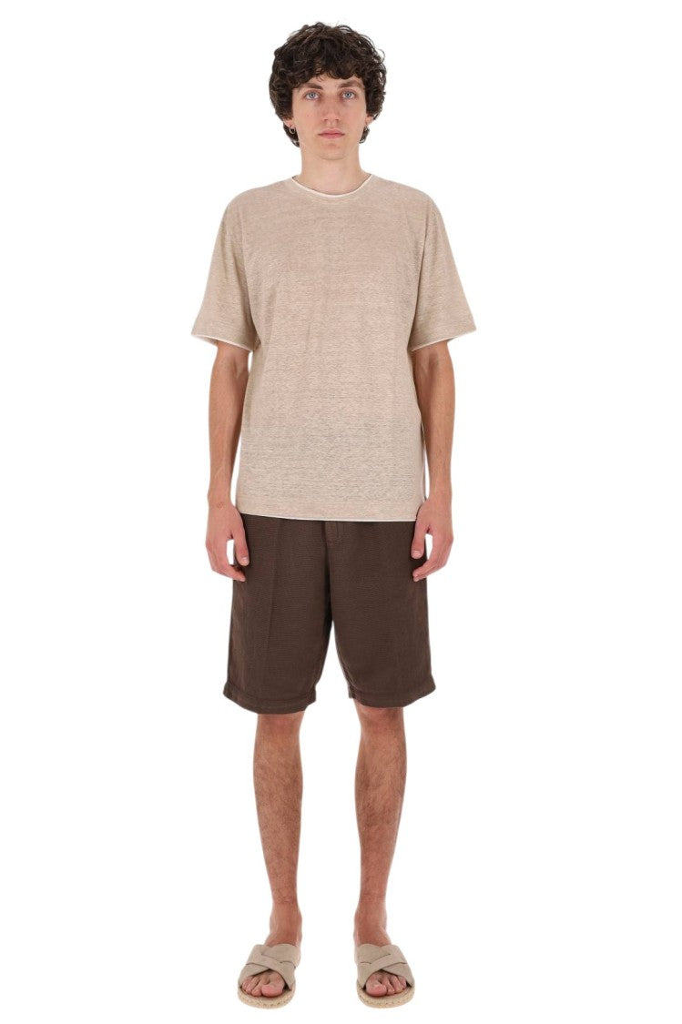 Eleventy High Neck Linen Jersey T-Shirt