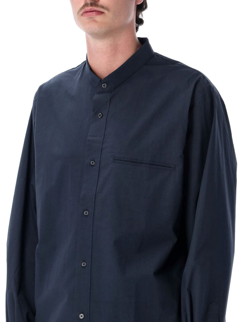 Still By Hand Pocket Band Collar Shirt