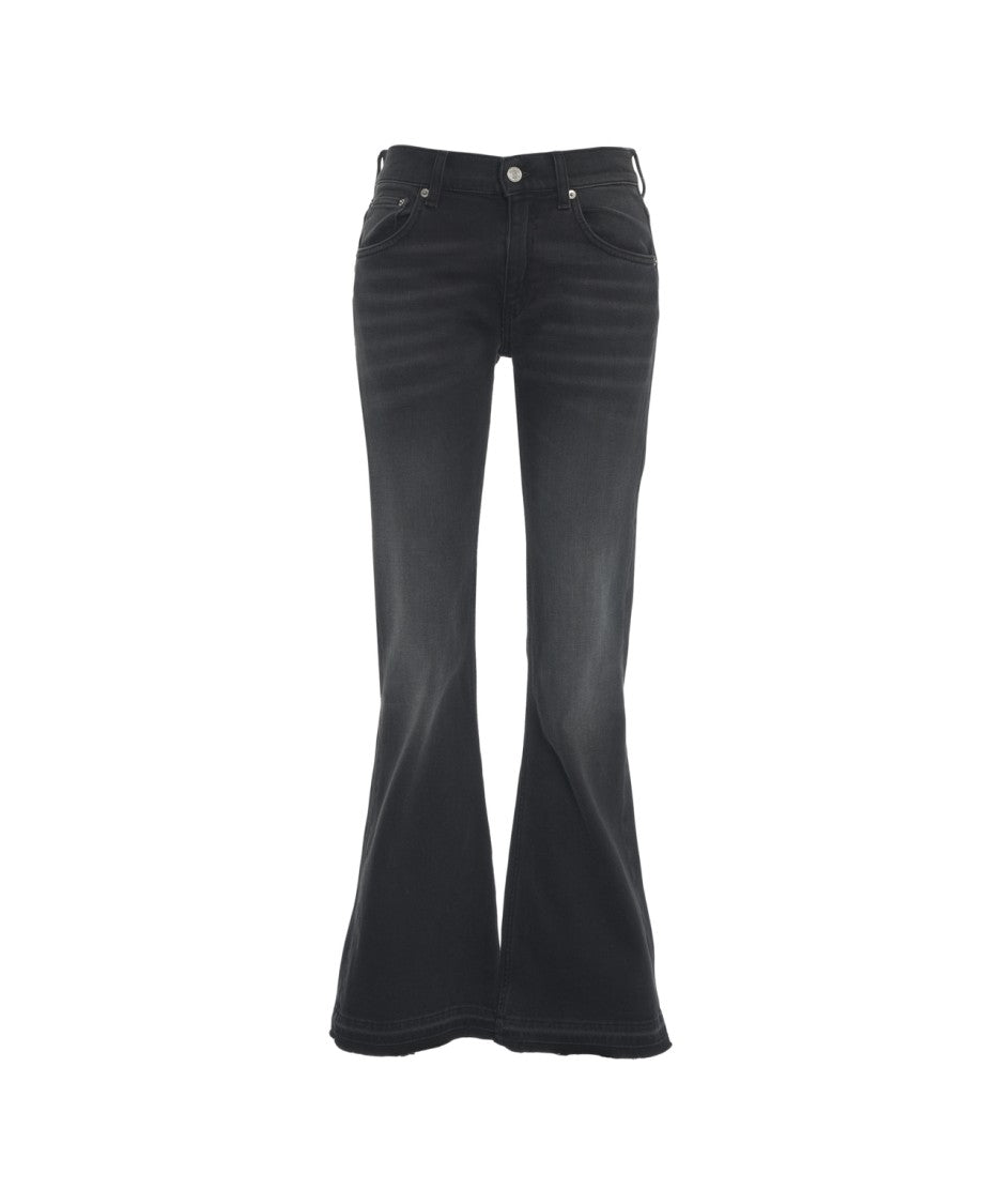 Department Five Flared Jeans With Frayed Hem And Five-Pocket Design