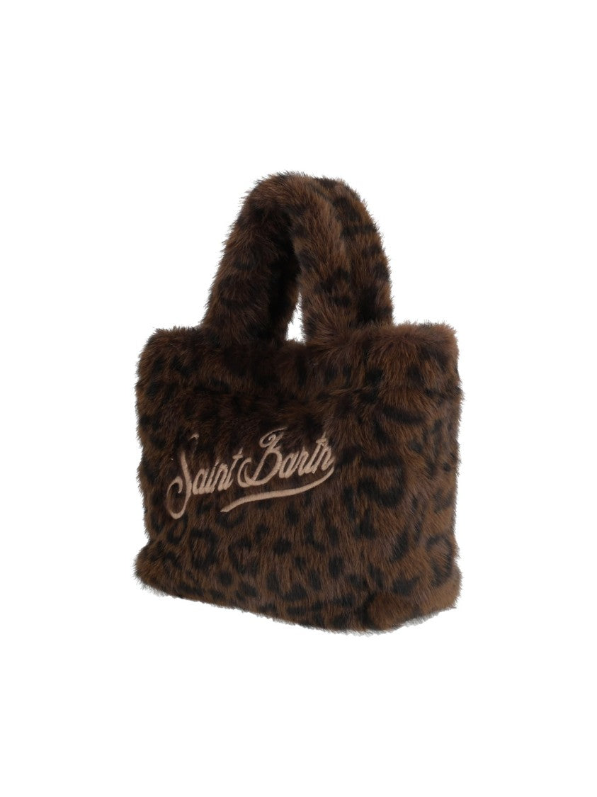 Mc2 Saint Barth Dark Leopard Vanity Mini Soft Faux Fur Handbag