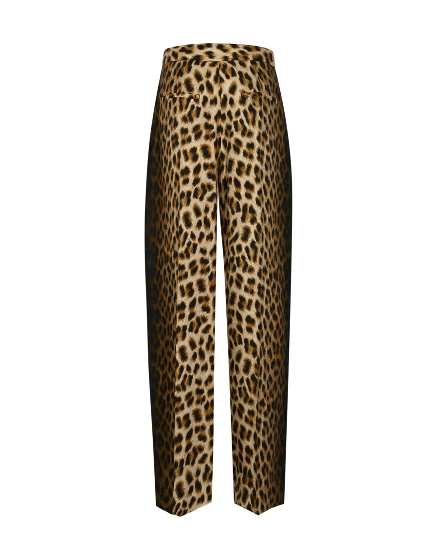 Sportmax Silky Twill Pants With Bold Animal Print Design