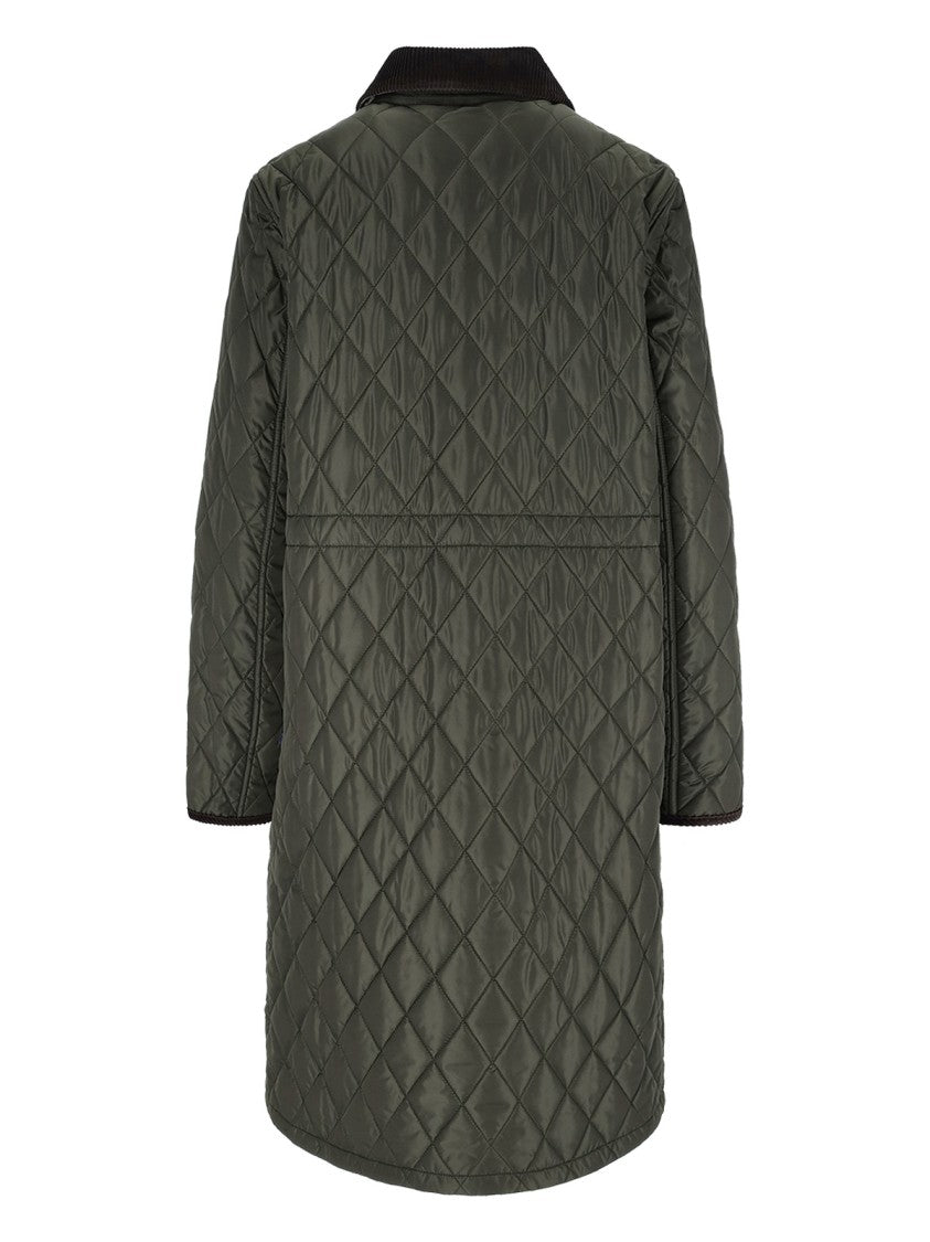 Burberry Quilted Green Burberry Car Coat