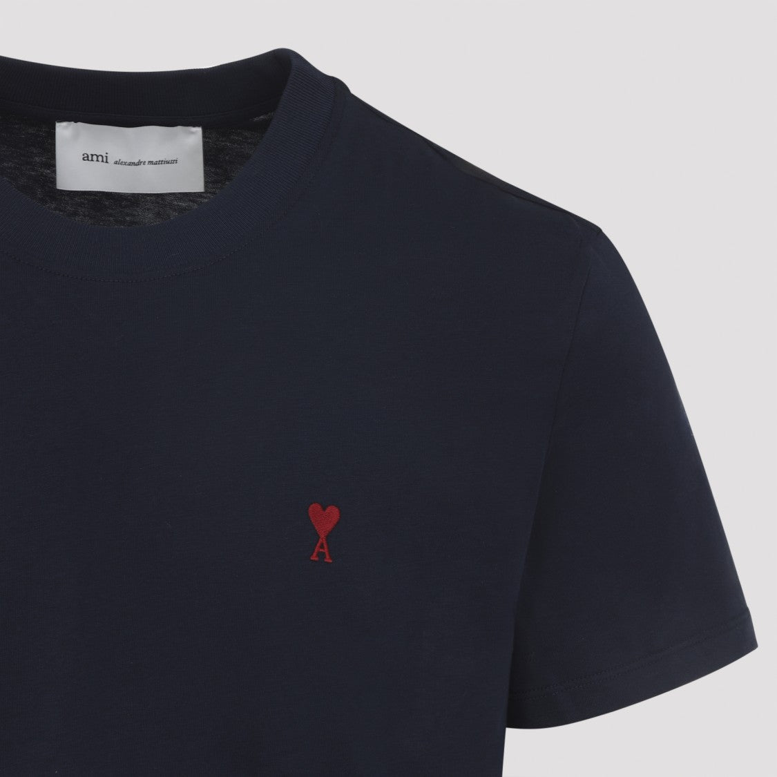 Ami Paris Cotton Jersey T-Shirt With Ribbed Neckline