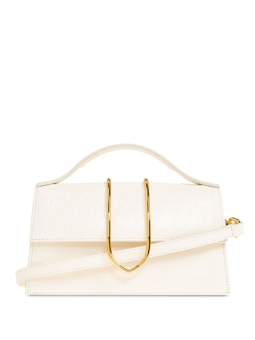 Jacquemus Off-White Ostrich Effect Structured Rectangular Handbag