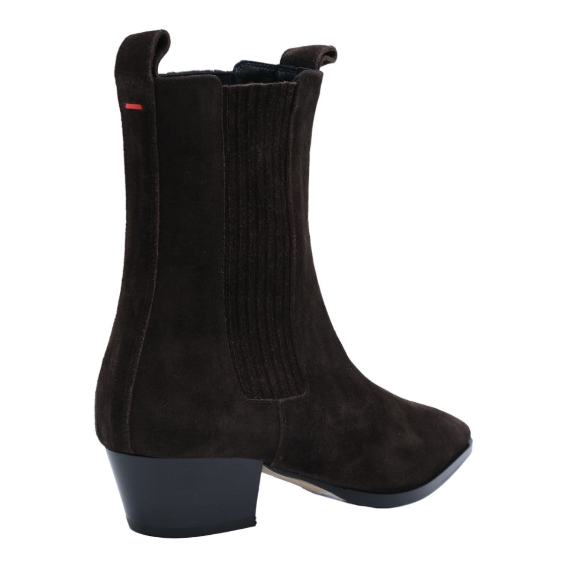 Aeydē Pointed Toe Suede Boots With Mid-Height Block Heel